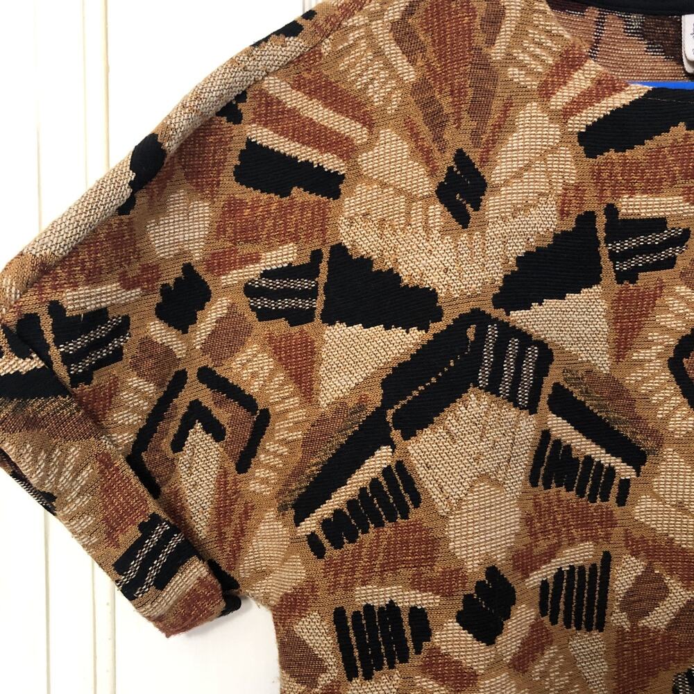 NWOT Dolan Shirt Small Brown Seraphina Tapestry Woven Cropped Boho Short Sleeve - Picture 3 of 7